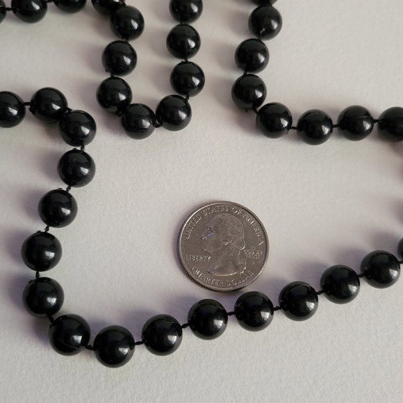 Vintage black beads necklace ball retro classic - Picture 5 of 6